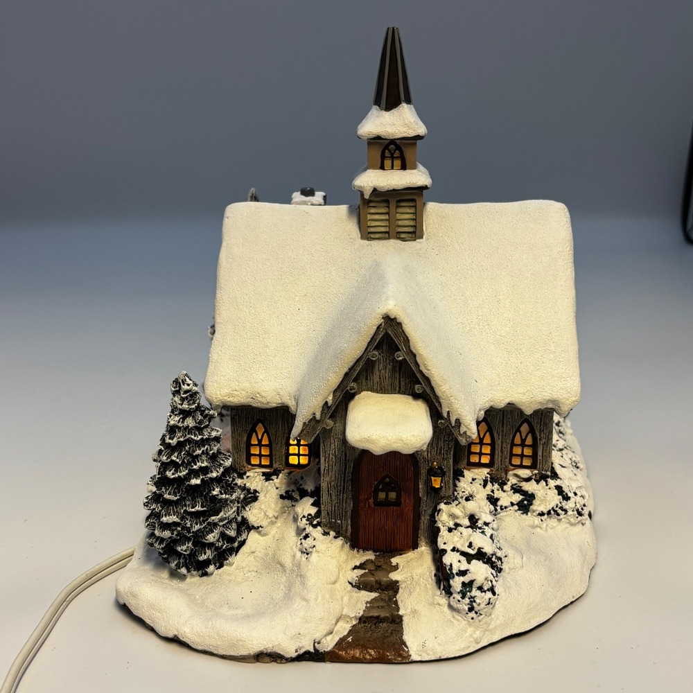 Thomas Kinkade Hawthorne Village Christmas Chapel Lighted Sculpture 2001 79753